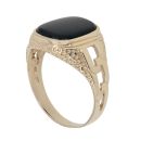 9ct Yellow Gold Onyx Patterned Signet Ring