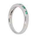 9ct White Gold 0.10ct Diamond and Emerald Half Eternity Ring