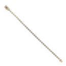 14ct Yellow Gold Monaco Cubic Zirconia Agua Pave Lock Tennis Bracelet 7.5"