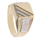 14ct Yellow and White Gold Patterned Signet Ring
