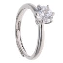 Silver Cubic Zirconia Single Stone Adjustable Ring By Icesia