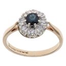 9ct Yellow Gold 0.15ct Diamond and Sapphire Cluster Ring