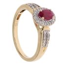 18ct Yellow Gold 0.11ct Diamond and Ruby Cluster Ring