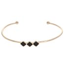 9ct Yellow Gold Three Square Onyx Torque Bangle