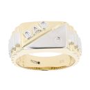 9ct Yellow And White Gold 0.02ct Diamond Dad Signet Ring