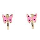 14ct Yellow Gold Pink Enamel Butterfly Earrings