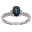 18ct White Gold 0.10ct Diamond and Sapphire Ring