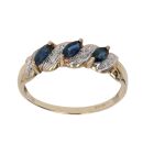 9ct Yellow Gold 0.05ct Brilliant Cut Diamond and Sapphire Three Stone Ring