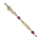 9ct Yellow and White Gold 0.25ct Brilliant Cut Diamond and Ruby Bracelet 7"
