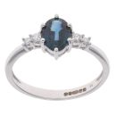 9ct White Gold 0.09ct Diamond and Sapphire Ring