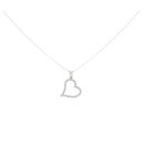 Silver Cubic Zirconia Open Heart Pendant And Chain 18"