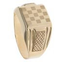 14ct Yellow Gold Chequer Patterned Signet Ring
