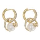18ct Yellow Gold Pearl and 0.35ct Diamond Earrings