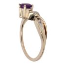 9ct Yellow Gold 0.05ct Diamond And Created Amethyst Ring