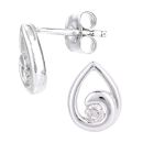9ct White Gold Diamond Teardrop Halo Stud Earrings
