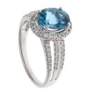 18ct White Gold 0.34ct Oval and Brilliant, Blue and Colourless Diamond Cluster Ring