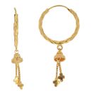22ct Yellow Gold Tasselled Hoop Earrings