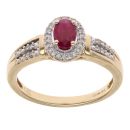 18ct Yellow Gold 0.11ct Diamond and Ruby Cluster Ring
