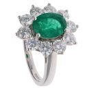 18ct White Gold 1.73ct Brilliant Cut Diamond and Emerald Cluster Ring