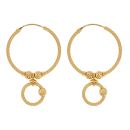 22ct Yellow Gold Dropper Hoop Earrings