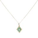 18ct Yellow Gold 0.05ct Diamond and Emerald Cluster Pendant and Chain 18"