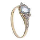 9ct Yellow Gold Cubic Zirconia and Aquamarine Solitaire Ring