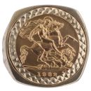 9ct Yellow Gold 1982 Elizabeth II Half Sovereign Coin Ring