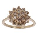 9ct Yellow Gold 1.00ct Tinted Brilliant Cut Diamond Cluster Ring