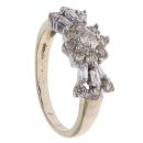 9ct Yellow Gold Tinted 1.00ct Brilliant Cut and Baguette Cut Diamond Cluster Ring