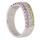 18ct White Gold 0.30ct Brilliant Cut Diamond and Yellow and Pink Sapphire  Wave Eternity Ring