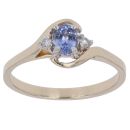 9ct Yellow Gold 0.05ct Diamond and Sapphire Solitaire Ring