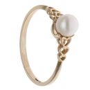 9ct Yellow Gold Pearl Heart Single Stone Ring