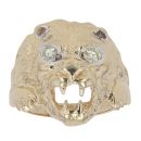 9ct Yellow And White Gold 0.25ct Diamond Lion Signet Ring