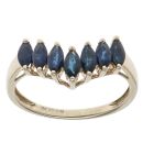 9ct Yellow Gold Sapphire Wishbone Ring