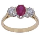 18ct Yellow Gold 0.40ct Brilliant Cut Diamond and Ruby Three Stone Ring