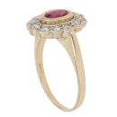 18ct Yellow Gold 0.50ct Brilliant Cut Diamond And Ruby Cluster Ring