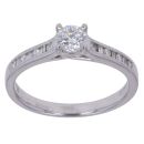Platinum 0.54ct Brilliant And Baguette Cut Diamond Solitaire Ring