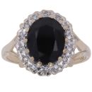 9ct Yellow Gold 0.08ct Diamond and Sapphire Cluster Ring