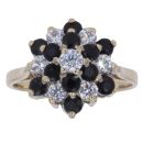 9ct Yellow Gold Cubic Zirconia and Sapphire Cluster Ring