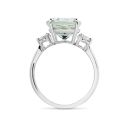 9ct White Gold Oval Green Amethyst and 0.35ct Lab Grown Diamond Ring