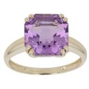 9ct Yellow Gold Amethyst Single Stone Ring