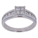 18ct White Gold 0.55ct Princess and Brilliant Cut Diamond Cluster Ring