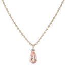 9ct Yellow Gold 0.10ct Diamond and Morganite Pendant and Chain 24"