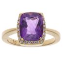 18ct Yellow Gold 0.25ct Brilliant Cut Diamond and Amethyst Cluster Ring