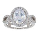 Silver Cubic Zirconia Oval Fancy Ring by Icesia