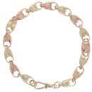 9ct Yellow and Rose Gold Patterned Tulip Bracelet 10.5"