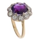 18ct Yellow Gold 0.50ct Brilliant Cut Diamond and Amethyst Cluster Ring
