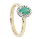 9ct Yellow Gold Certificated Emerald And Diamond Cluster Ring