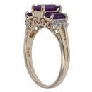 9ct Yellow Gold 0.10ct Diamond and Amethyst Three Stone Ring