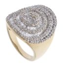 9ct Yellow Gold 1.75ct Brilliant And Baguette Cut Diamond Swirl Cluster Ring